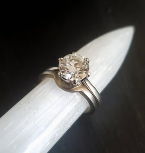 8MM ROUND VINTAGE INSPIRED ENGAGEMENT RING, CONFLICT FREE, READY TO SHIP SIZE 7