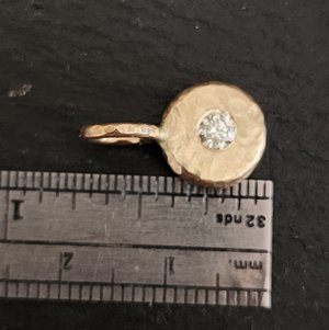 14k Gold Diamond Coin Pebble Necklace, Handmade Solid Gold Pendant, Gold Diamond
