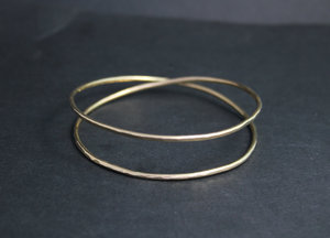 Hammered 14k Yellow Gold Infinity Bangle, Solid Gold Bangle, Handmade Bracelet, Hammered Bangle, Ready to Ship Bracelet