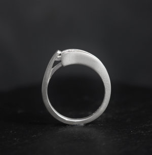 Tension Set 4mm Moissanite in Sterling Silver Ring, Modern Bride, Diamond Alternative, Minimalist, Ready to Ship Size 6.5