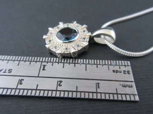 Iron Man Arc Reactor Inspired Pendant Ring With London Blue topaz Center, Sterling silver, white sapphire