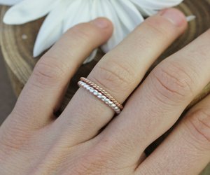14k Rose Gold Rope Ring, Gold Stacking Ring, Stackable, Rope Texture, Twisted Gold Ring, Thin Gold Ring, Ready to Ship