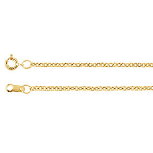14k Yellow Rose White Gold solid Cable Chain, 1.5mm, 18 inches, Yellow Gold Chain, Chain for pendant, Minimalist, Simple, Ready to Ship