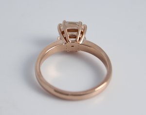14k Rose Gold Asscher Cut White Topaz Ring, Diamond Alternative, Alternative Eng