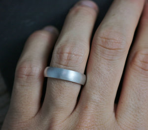 5mm Sterling Silver Wedding Band, 5mm Wide Band, Comfort Fit, Matte Brushed Finish, Wedding Band, Ready to Ship Size 7