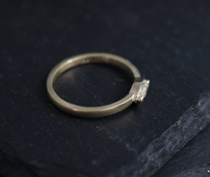 14k Yellow Gold Marquise Diamond Ring, Wedding Ring, Stackable Ring, Modern, Minimalist, Sideways Marquise, Ready to Ship Size 6.75