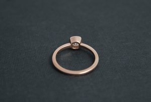 14k Rose Gold 6mm Moissanite Ring, Cushion Cut 6mm Bezel Set Ring, Diamond Alter