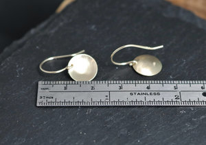 14k Yellow Gold Disc Earrings, 10mm, French hooks, Dangle Earrings, Minimalist,
