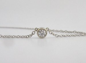 14k White Gold Diamond Pendant Necklace, .25 Round Diamond, Bezel Set Diamond, Simple Diamond Necklace, Ready to Ship Neckwear