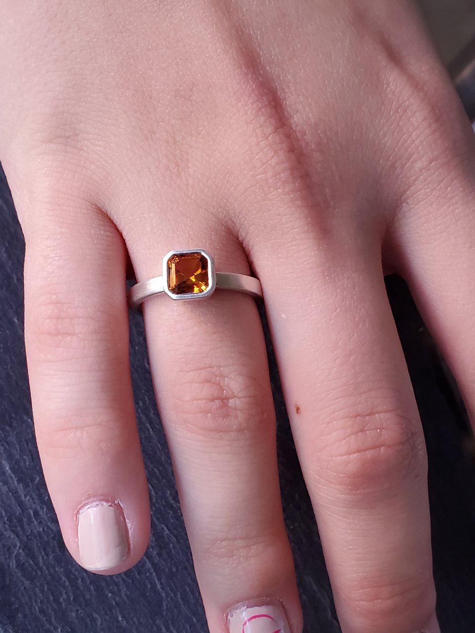 sterling silver  14kt gold Citrine  wide band ringAsscher Cut 6mm, Citrine ring statement ring, golden gemstone, fall colors ring, november birthstone ring, alternative engagement, unique