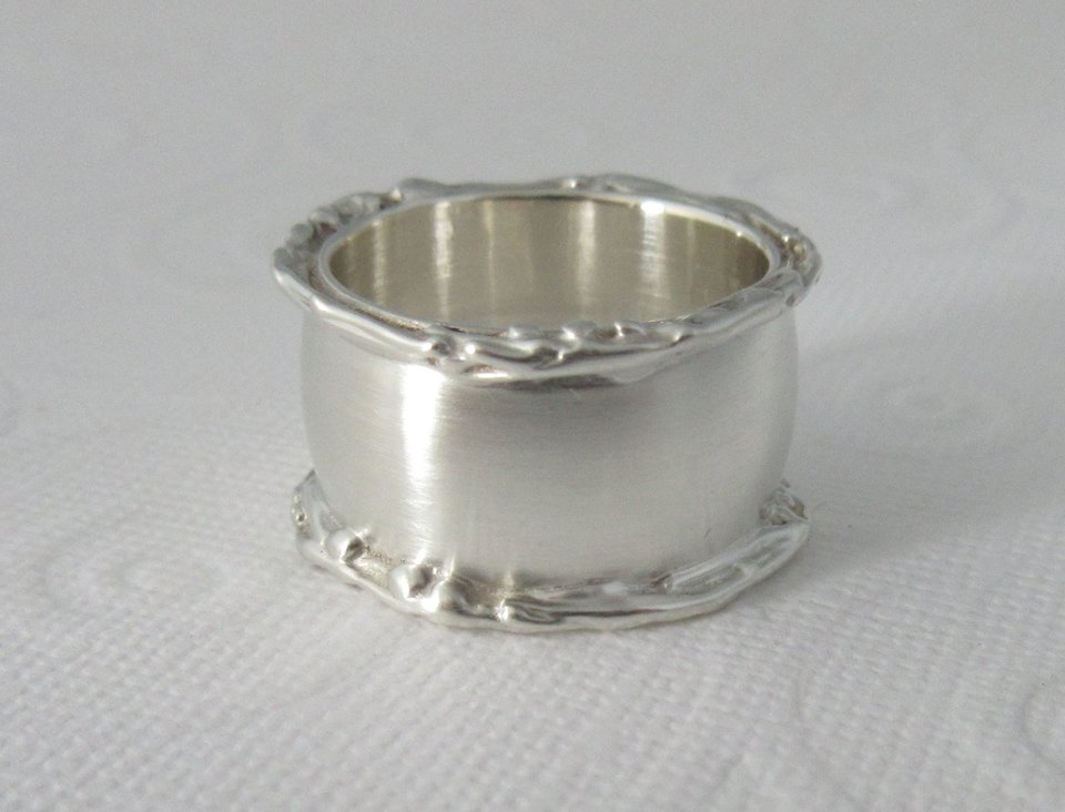 Sterling Silver Twig Band Ring, 12mm Wide Round Band, Men's Ring, Unisex Ring, Brushed Silver Band, Ready to Ship Sz 6 7 8
