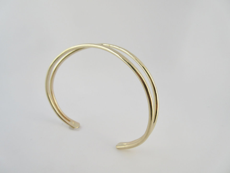 14k Yellow Gold Cuff Bracelet, Handmade Solid Gold Bracelet, Gold Cuff, Organic Free Form Cuff, Made to order