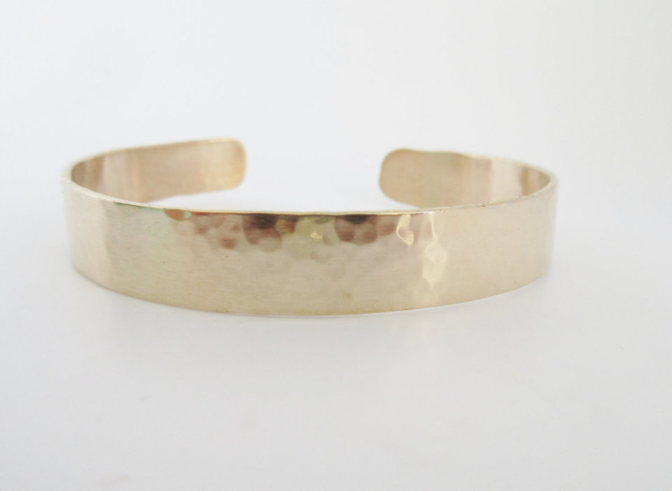 Hammered Yellow Gold Cuff Bracelet, Handmade Yellow Gold Bracelet, Solid 14k Yellow Gold Cuff Bracelet, made to order