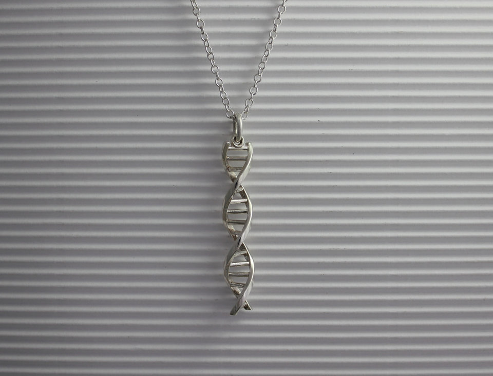 Large DNA  Pendant, Dna Pendulum, Gift For Scicence, 2" Long DNA Pendant, Solid Sterling Silver Double Helix, Ready to Ship