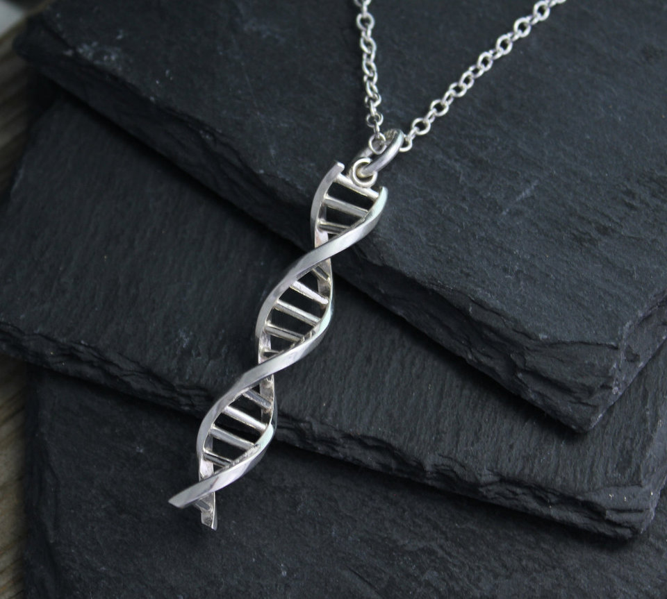 Large DNA  Pendant, Dna Pendulum, Gift For Scicence, 2" Long DNA Pendant, Solid Sterling Silver Double Helix, Ready to Ship
