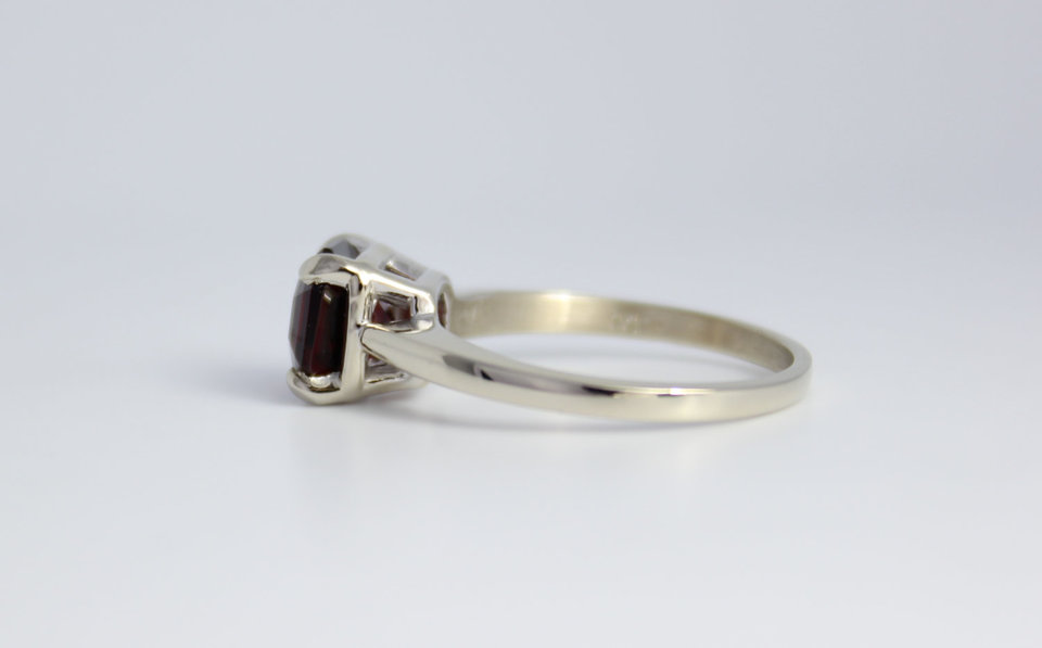 Asscher Cut Garnet Ring, Alternative Engagement Ring, January Birthstone, non-tr