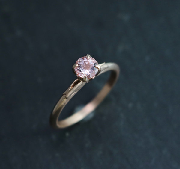 14k Rose Gold Morganite Ring, Vintage Inspired, Solitaire Morganite, Alternative