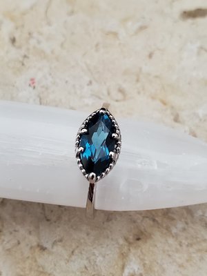 London Blue topaz marquise east west sterling ring statement ring 10 x