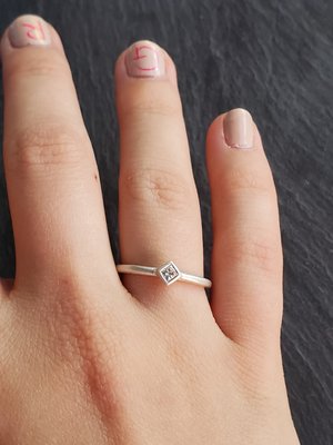 Sterling Silver Diamond Ring classic solitaire ring, engagement ring, alternativ