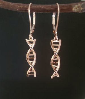 DNA double helix 14k Rose gold chandelier earrings lever backs, 14k Rose Gold DNA Earrings, Dangle Earrings