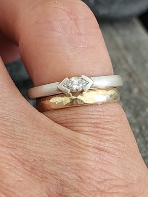 Diamond Marquise Ring in Sterling Silver, East to West Marquise, Half Bezel, Eng