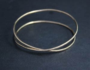 Hammered 14k Yellow Gold Infinity Bangle, Solid Gold Bangle, Handmade Bracelet, Hammered Bangle, Ready to Ship Bracelet