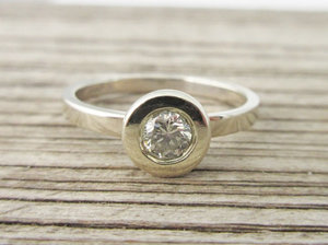 Recycled white gold 14kt diamond  engagement ring