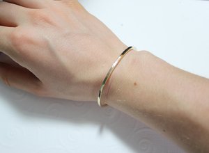 14k Yellow Gold Bracelet, Handmade Gold Bracelet, Cuff Bracelet, Thin Gold Cuff, Recycled Gold, Ready to Ship Bracelet