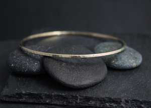 Hammered Yellow Gold Bangle Bracelet , Solid 14k Gold Bracelet, Handmade Bangle, Hammered Bangle, Ready to Ship Bracelet