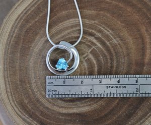 Sterling Silver Blue Topaz Pendant, Swirl, Circle Pendant, Swiss Blue Topaz, December Birthstone Jewelry, Trillion Cut Topaz, Ready to Ship