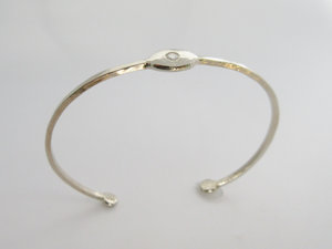 14k White Gold Diamond Cuff Bracelet, Handmade Solid Gold Cuff, Evil Eye Cuff Bracelet, Recycled Gold, Ready to Ship Bracelet