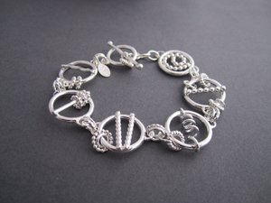 Silver Bracelet hand made silver bracelet Theresa Pytell Sterling silver chain link bracelet one of a kind