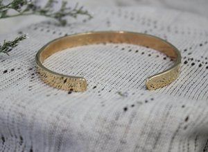 Hammered Yellow Gold Cuff Bracelet, Handmade Yellow Gold Bracelet, Solid 14k Yellow Gold Cuff Bracelet, 5.5mm Wide, Ready to Ship