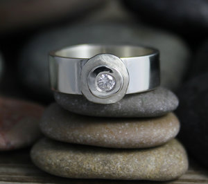 Cairn Rock Ring, Diamond Stacking Ring, Inspired by Nature, Organic Ring, Eco Fr