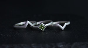 Princess Cut Peridot Ring in Sterling Silver, 4mm Peridot, Stacking Ring, August Birthstone Ring, Peridot Solitaire, Ready to Ship Size 6.75