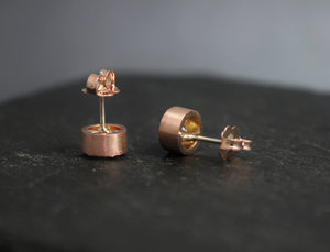 14k Rose Gold Moissanite Stud Earrings, Bezel Set Stud Earrings, Textured Bezel, Bridesmaid Earrings, Anniversary, Made to Order