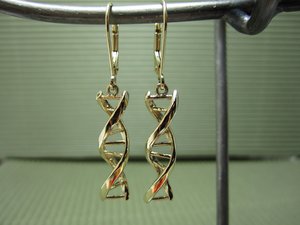 DNA double helix 14k yellow gold chandelier earrings lever backs, 14k Yellow Gold DNA Earrings, Dangle Earrings