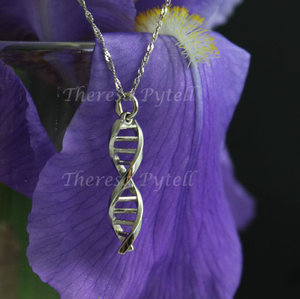 14k White Gold DNA Pendant, DNA Jewelry, Double Helix, Eco-Friendly Gift for Sci