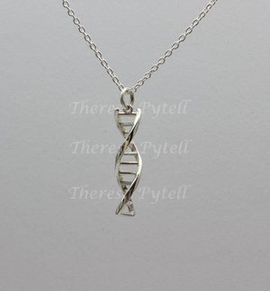 14k White Gold DNA Pendant, DNA Jewelry, Double Helix, Eco-Friendly Gift for Sci