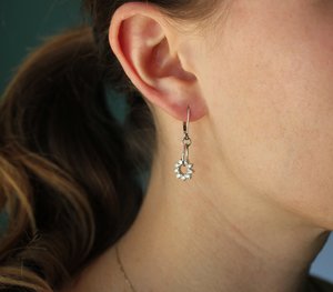 14k White Gold Diamond Dangle Earrings, Conflict Free Diamond Earrings, Drop Diamond Earrings, Ready to Ship