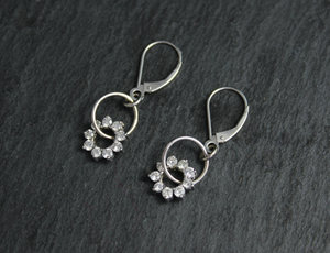 14k White Gold Diamond Dangle Earrings, Conflict Free Diamond Earrings, Drop Diamond Earrings, Ready to Ship