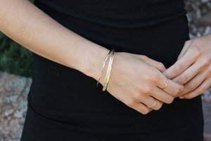 14k Brushed Yellow Gold Bangle Bracelet, Solid Gold Bracelet, Handmade Bangle, H