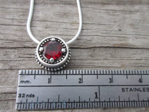 Silver Garnet Pendant sterling silver Vintage Inspired