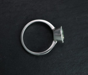 8mm Prasiolite Sterling Silver Ring, Green Amethyst Ring, Textured Bezel, Statement Ring, Cocktail, Ready to Ship Size 7