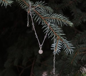 Pleiades Necklace, Handmade Silver Chain Link Necklace, Diamond Coin Pendant, Constellation Pendant, Eco Friendly, Ready to Ship Neckwear