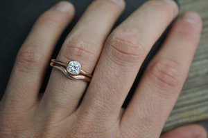 14k Rose Gold Wedding Band, Matching Band, Bridal Set, Wedding Set, Eco Friendly, Ready to Ship Gold Ring