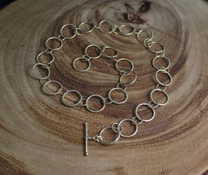 Handmade 14k Yellow Gold Chain, Recycled 14k Gold, Handmade Chain Link Necklace, Circle Chain, Circle Necklace, Ready to Ship Neckwear