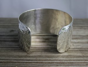 Hammered Silver Bracelet, Sterling Silver Cuff Bracelet, Handmade Bracelet, Hammered Cuff, 1.25 Inches Wide, Ready to Ship Bracelet