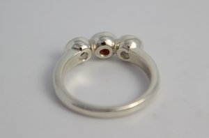 Bezel Set Three Stone Ring // Garnet White Topaz // Sterling Silver Three Stone Ring // Past Present Future Ring // Eco Friendly