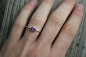 Marquise Tourmaline Ring, Sterling Silver Tourmaline Ring, Vintage Inspired East to West Ring, Sideways Marquise Ring, Ready to Ship Size 7